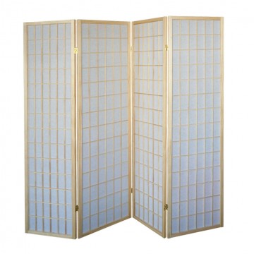 31-531 Natural Wood Folding Screen Panel (4 Panels/Beige)